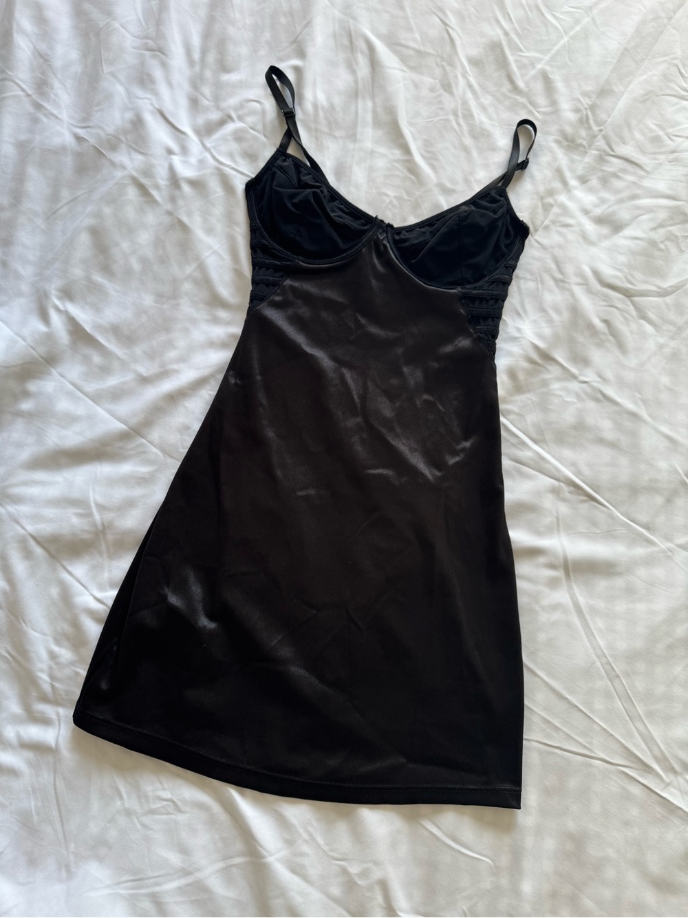 Forever 21 Black Satin Slip Dress with Adjustable Straps